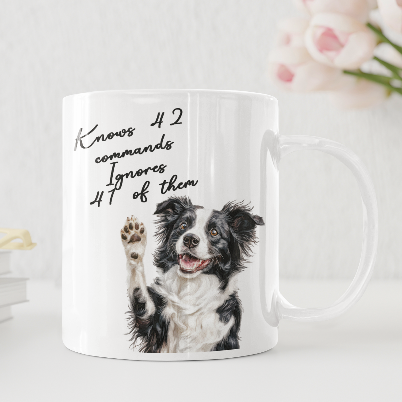 collie border dogs mug