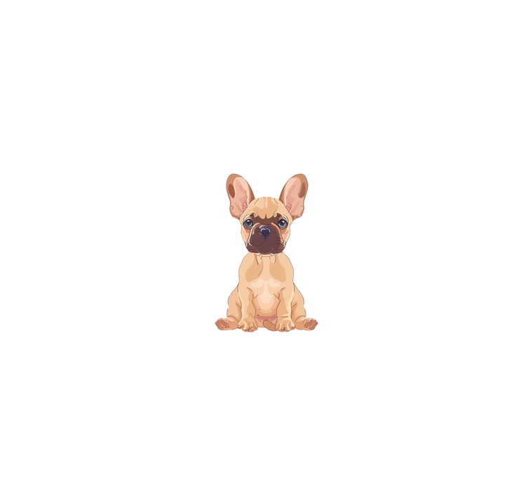 Cute cartoon French Bulldog sitting on white background